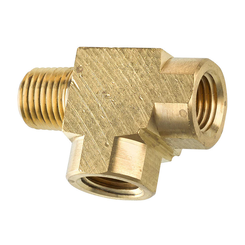 Brass Street Tee, Male (1/4-18 NPT), Female (1/4-18 NPT)