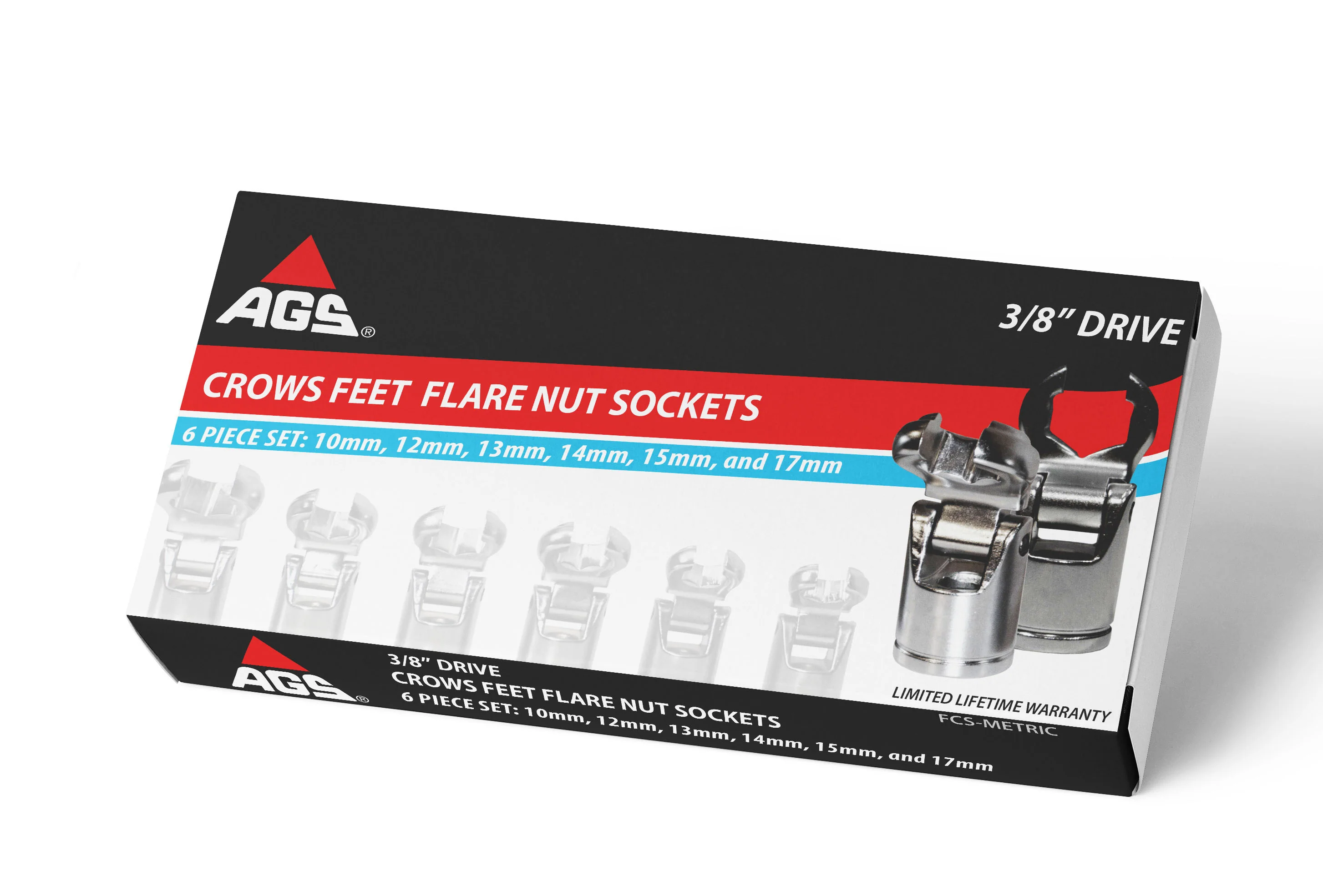 Crows Feet Adjustable Flare Nut Sockets, 3/8" Drive, 6 Piece Metric Set