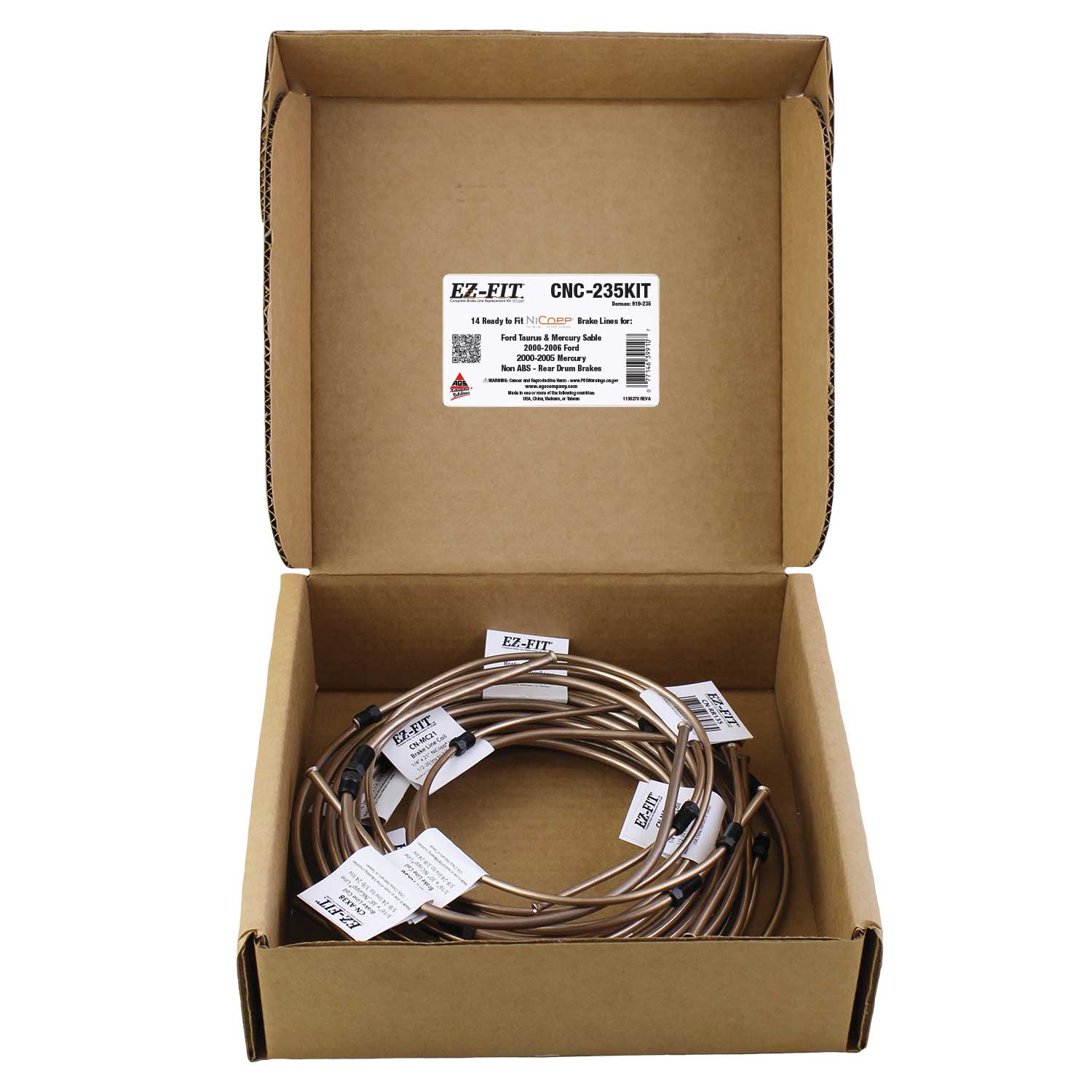 EZ-Fit NiCopp Complete Brake Line Kit – 2000-2006 Ford Taurus & Mercury Sable Non-ABS - Rear Drum Brakes