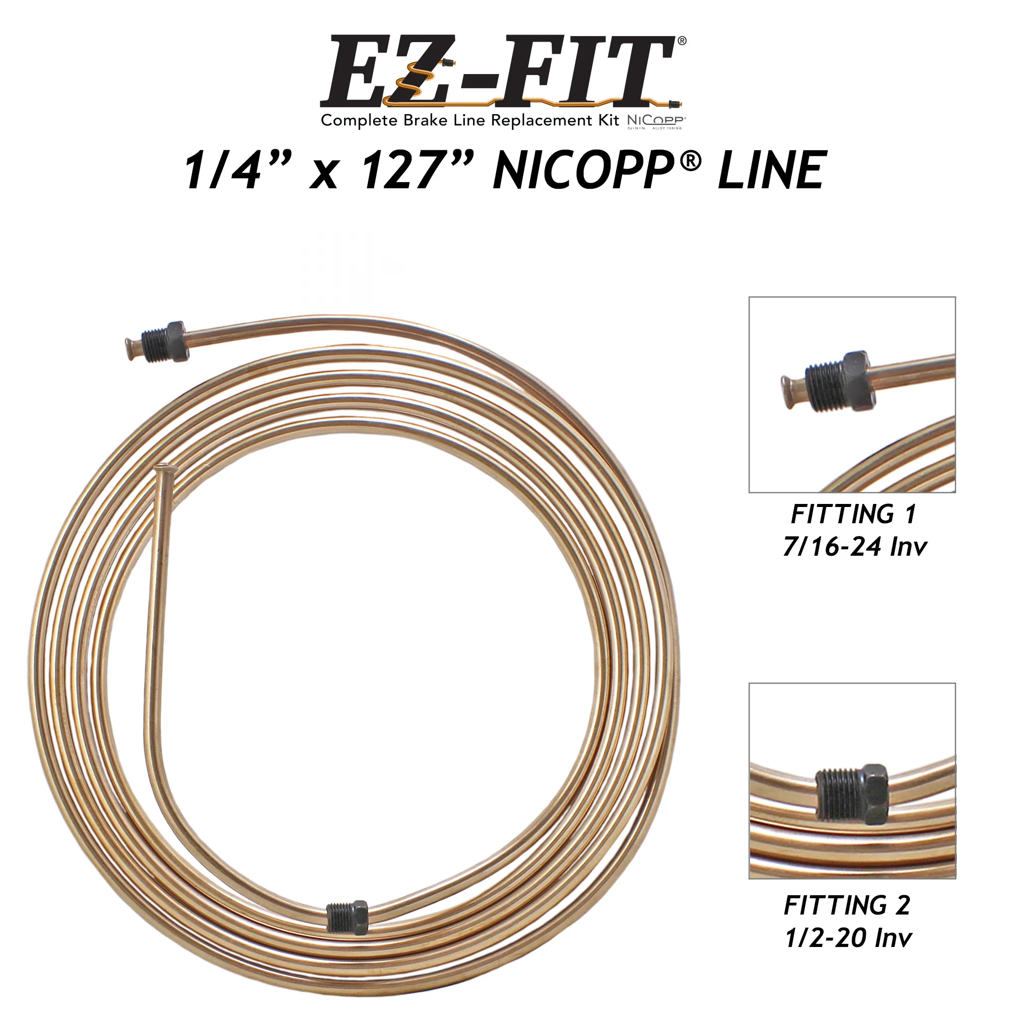 EZ-Fit NiCopp Brake Line 1/4" x 127" – Pre-Flared 7/16-24 & 1/2-20 - Image 2