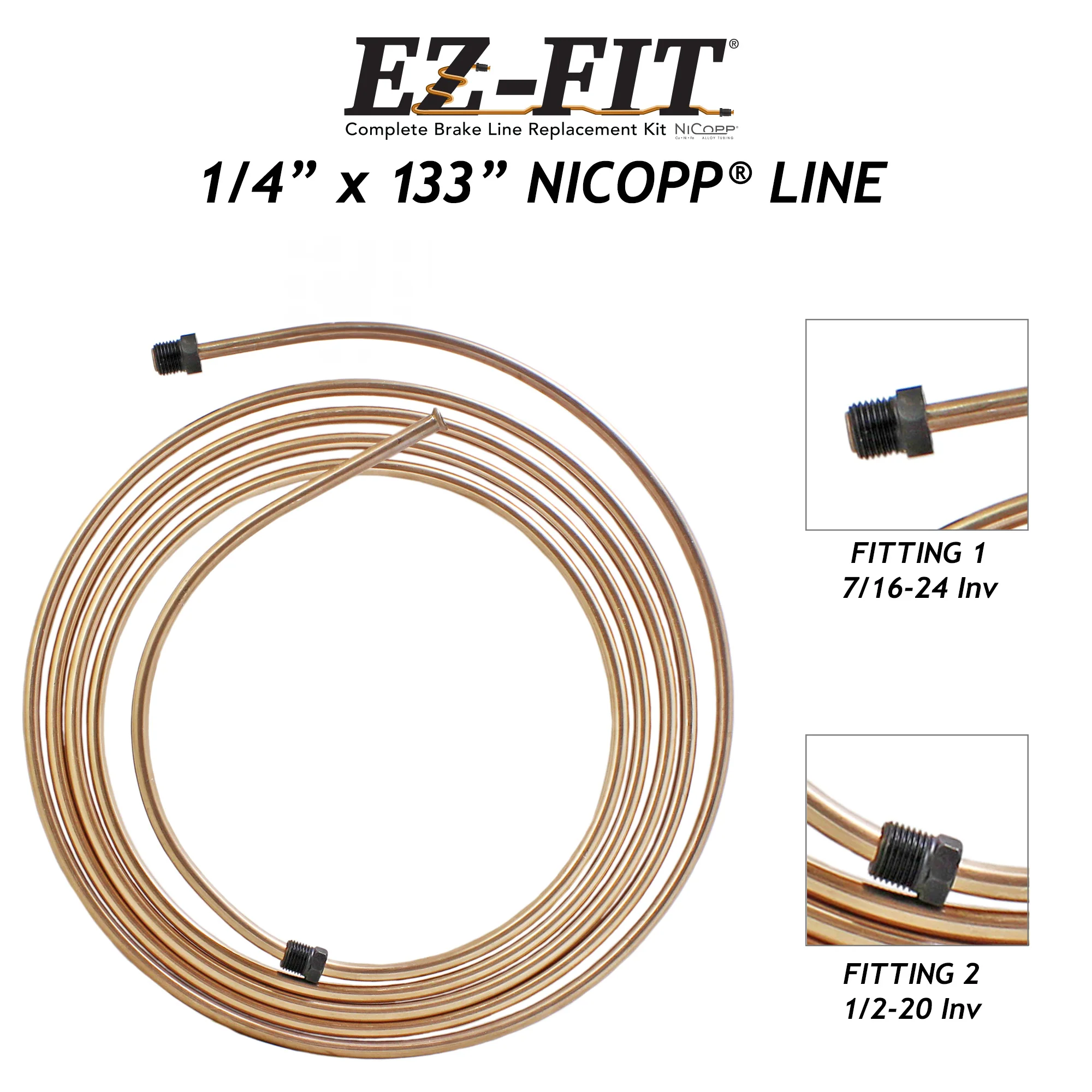 EZ-Fit NiCopp Brake Line 1/4" x 133" – Pre-Flared 7/16-24 & 1/2-20 - Image 2