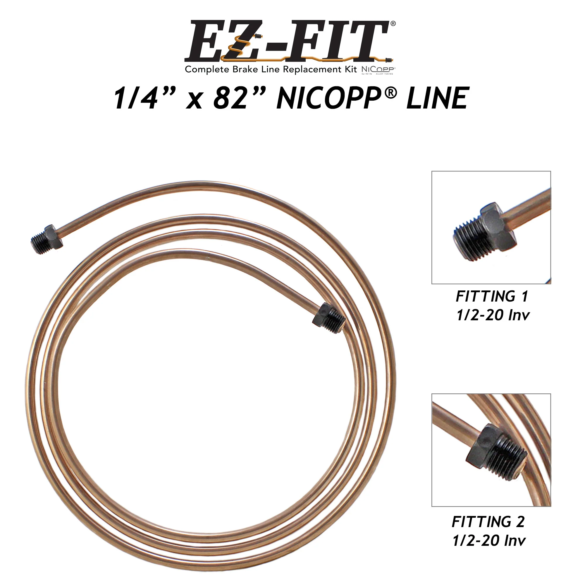 EZ-Fit NiCopp Brake Line 1/4 x 82 – Pre-Flared 1/2-20 I & 1/2-20 I - Image 2
