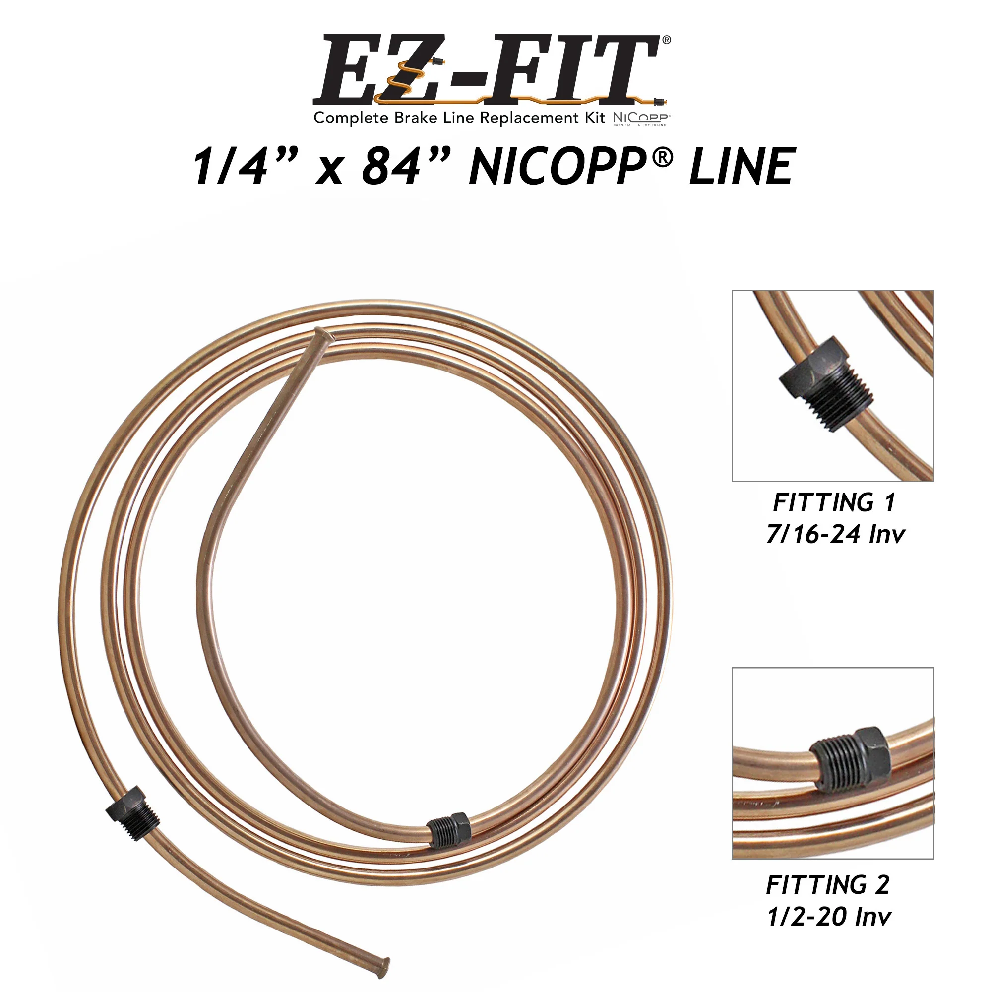 EZ-Fit NiCopp Brake Line 1/4 x 84 – Pre-Flared 7/16-24 I & 1/2-20 I - Image 2