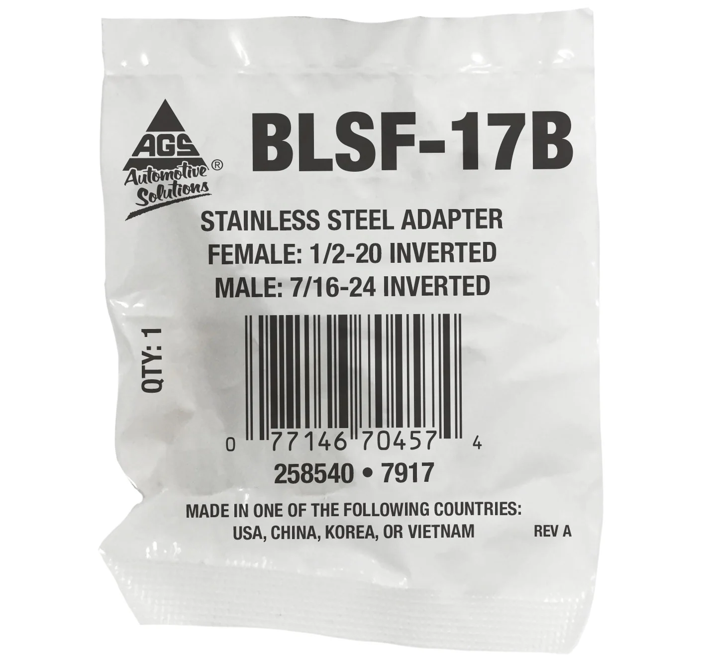 Stainless Steel Brake Line Adapter F(1/2-20 Inverted) × M(7/16-24 Inverted) - Image 2