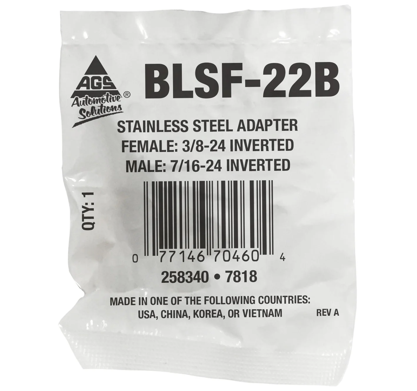Stainless Steel Brake Line Adapter F(3/8-24 Inverted) × M(7/16-24 Inverted) - Image 2