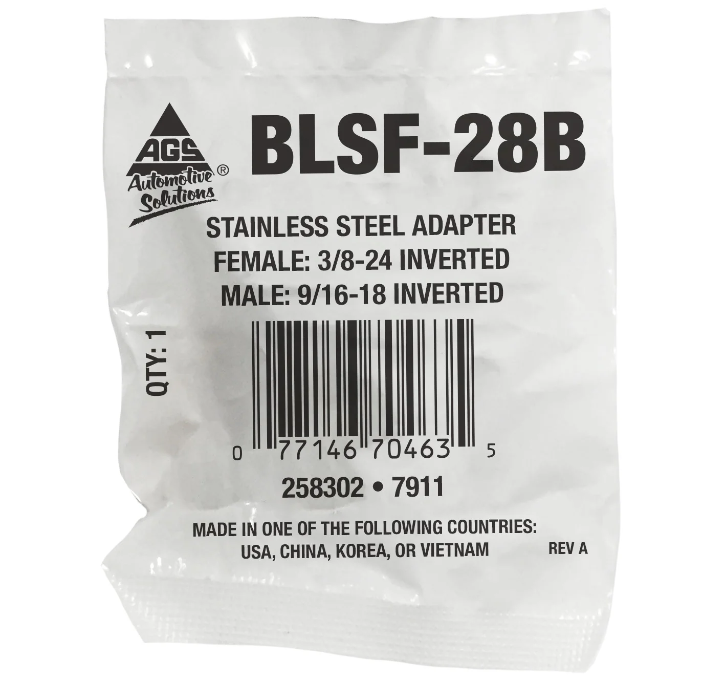 Stainless Steel Brake Line Adapter F(3/8-24 Inverted) × M(9/16-18 Inverted) - Image 2