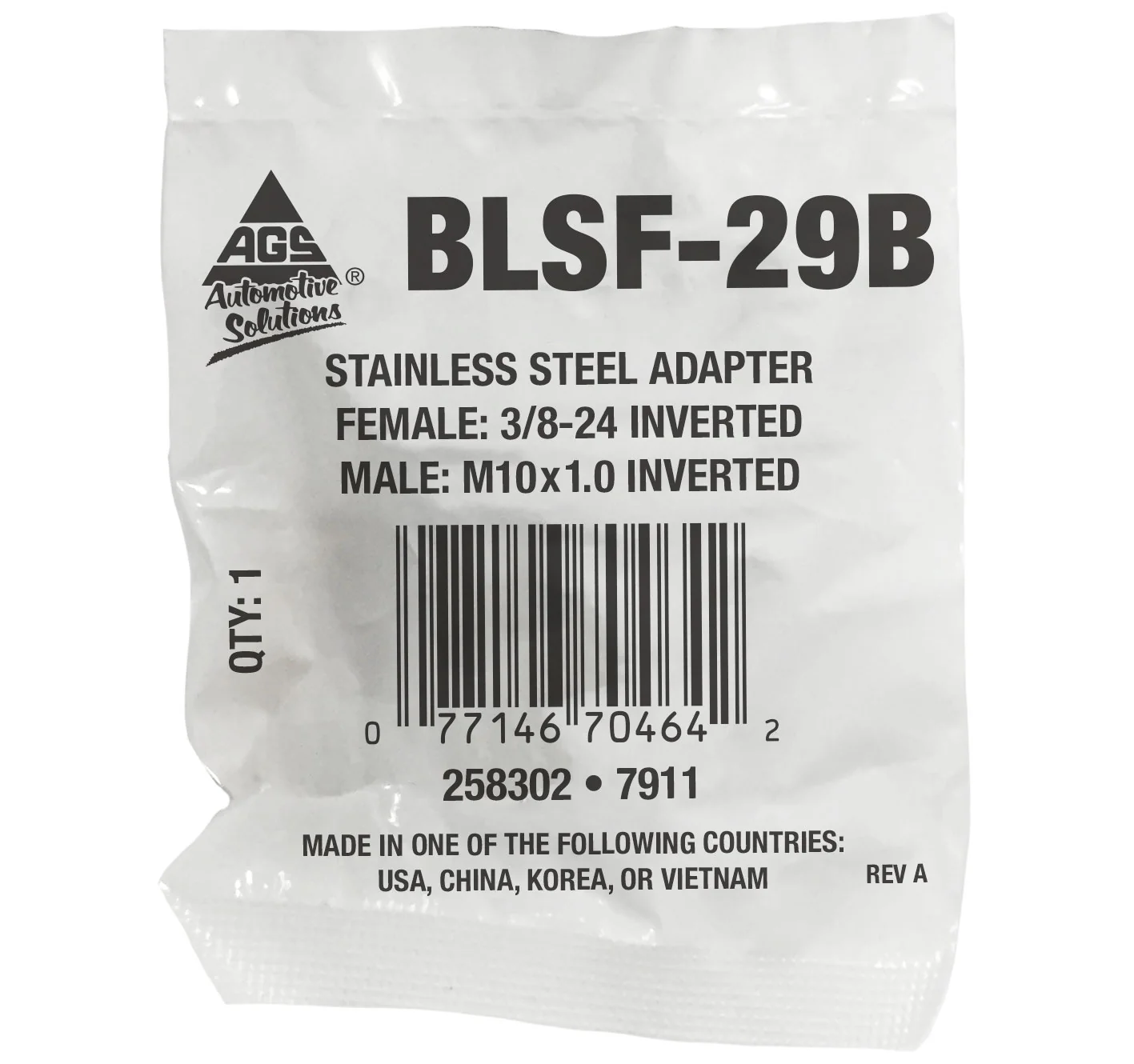 Stainless Steel Brake Line Adapter F(3/8-24 Inverted) × M(M10x1.0 Inverted) - Image 2