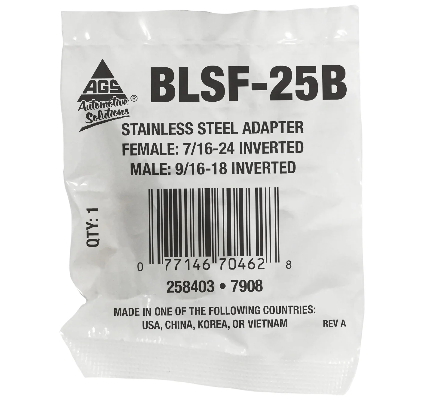 Stainless Steel Brake Line Adapter F(7/16-24 Inverted) × M(9/16-18 Inverted) - Image 2