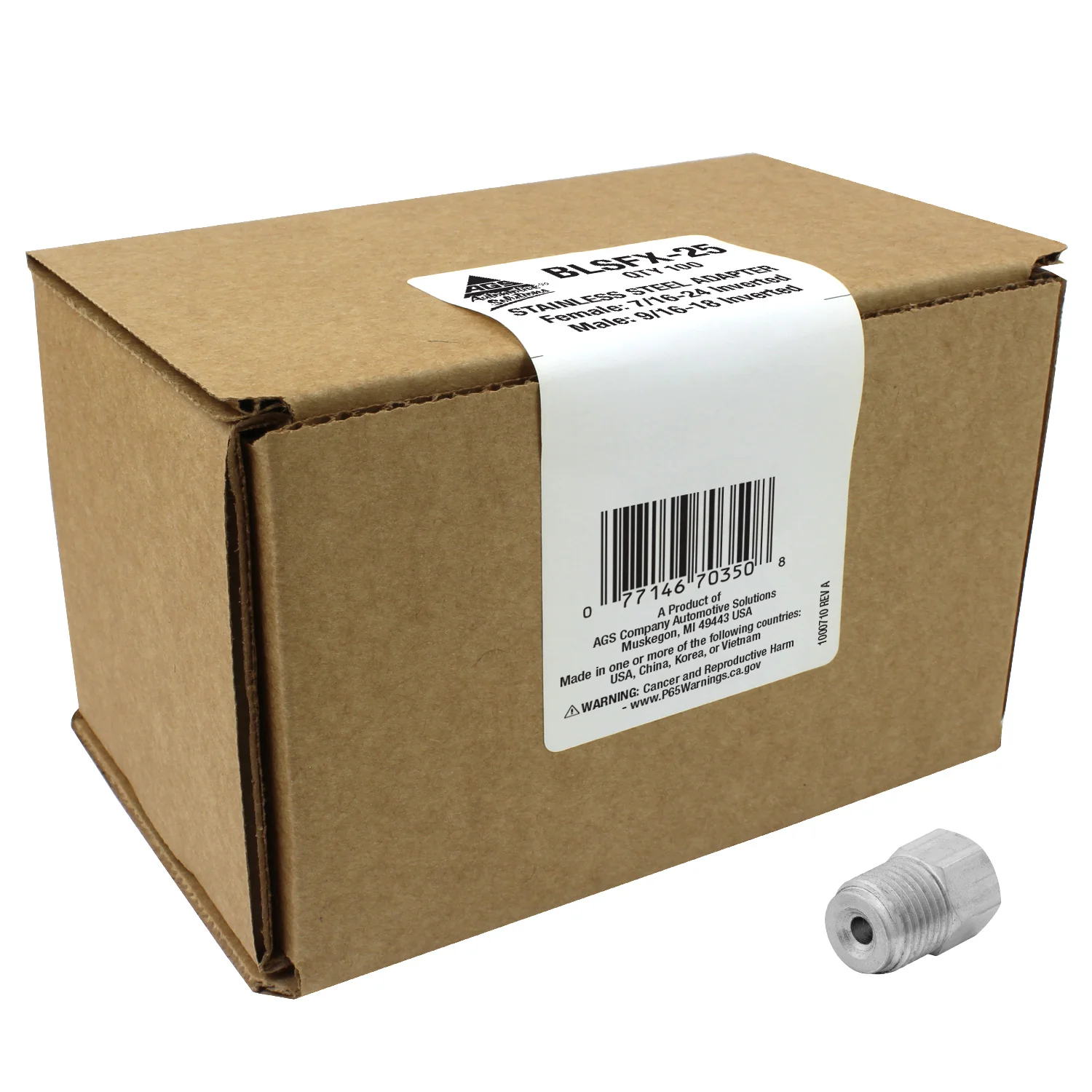 Stainless Steel Brake Line Adapter F(7/16-24 Inverted) × M(9/16-18 Inverted) - Image 3