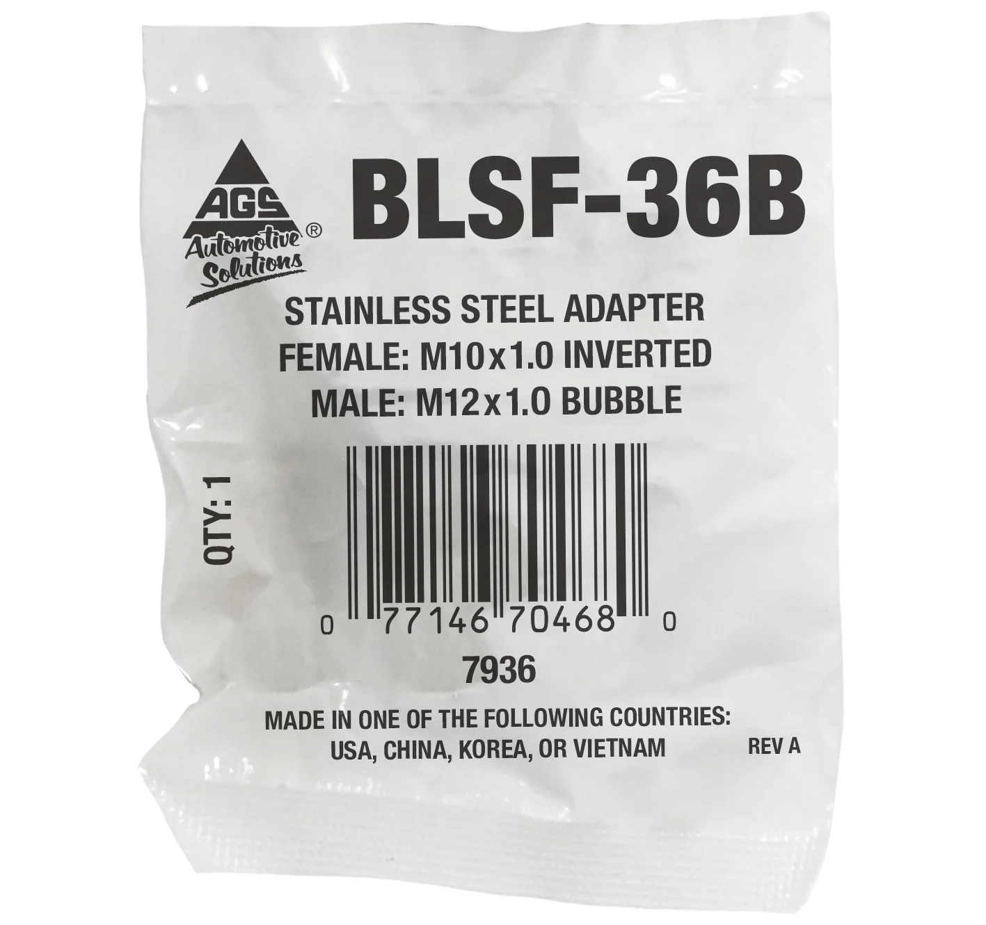 Stainless Steel Brake Line Adapter F(M10x1.0 Inverted) × M(M12x1.0 Bubble) - Image 2