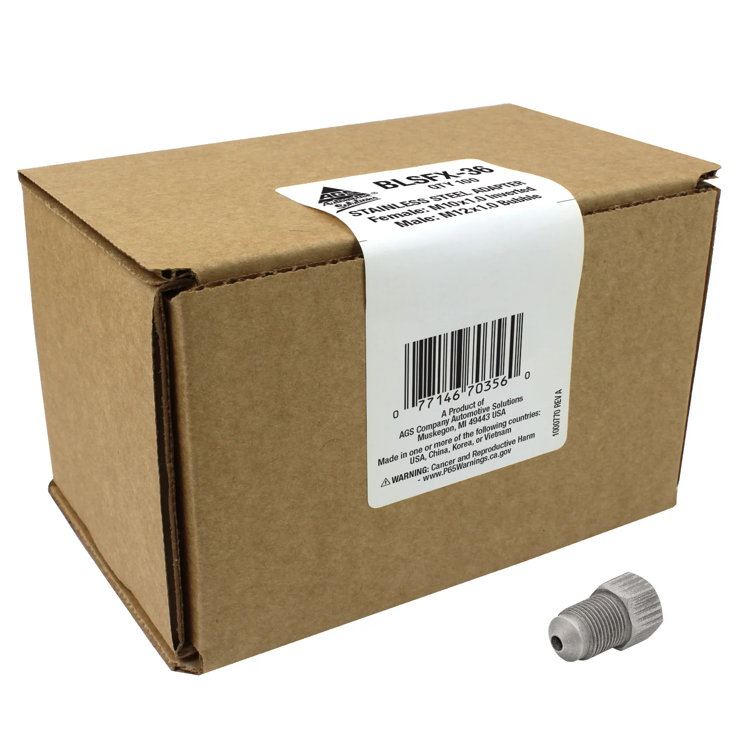Stainless Steel Brake Line Adapter F(M10x1.0 Inverted) × M(M12x1.0 Bubble) - Image 3