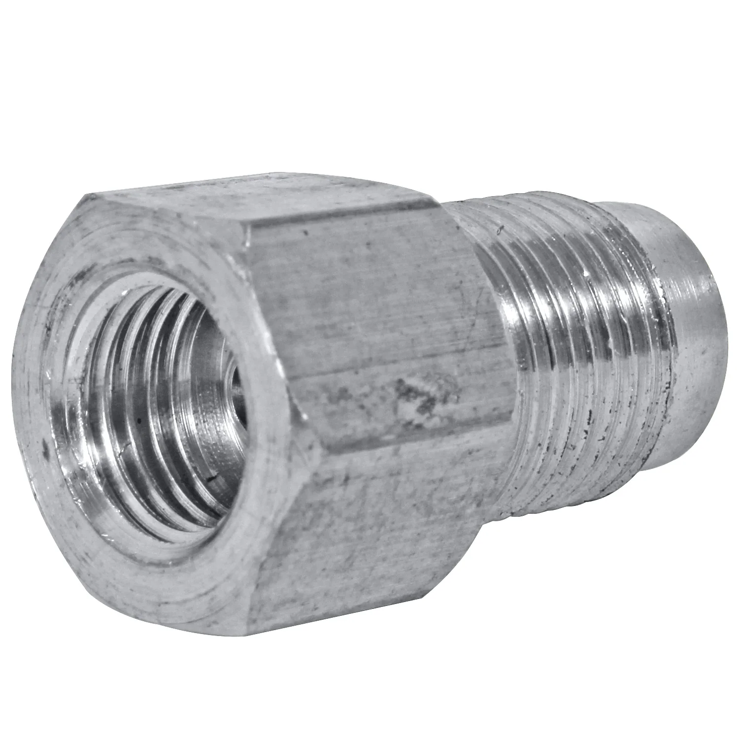 Stainless Steel Brake Line Adapter F(3/8-24 Inverted) × M(M12x1.0 Bubble)