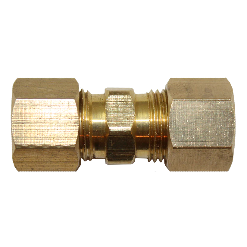 Fuel Line Compression Union - 5/16" Steel to 5/16" Nylon - 2 per Bag