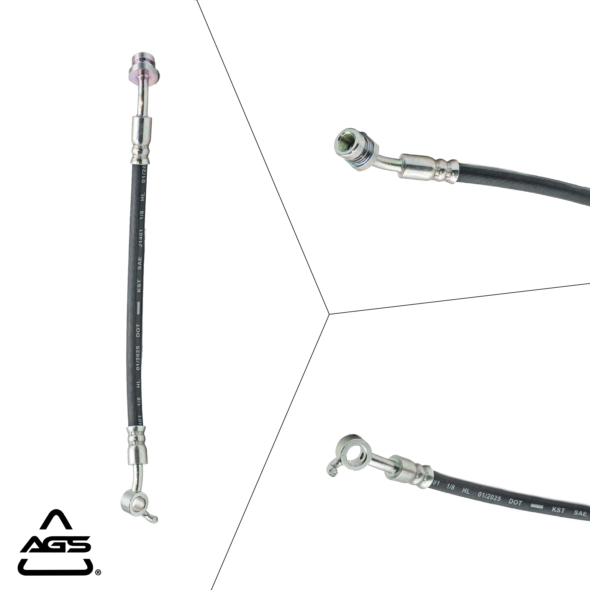 2011-2016 Hyundai Azera, Hyundai Sonata +2 More Rear Right Rubber Brake Hose | AGS-KT41259N