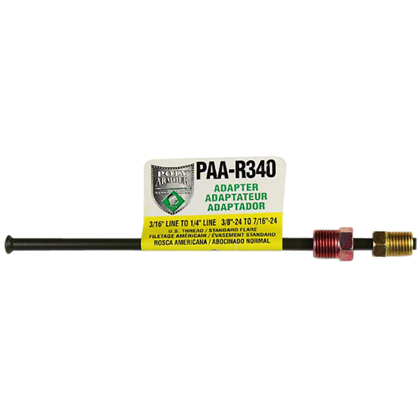 PVF Steel Brake Line Adapter, 3/16" x 8" (3/8-24 Inverted)(7/16-24 Inverted)