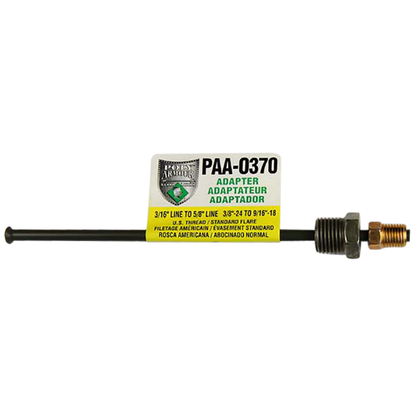 PVF Steel Brake Line Adapter, 3/16" x 8" (3/8-24 Inverted)(9/16-18 Inverted)