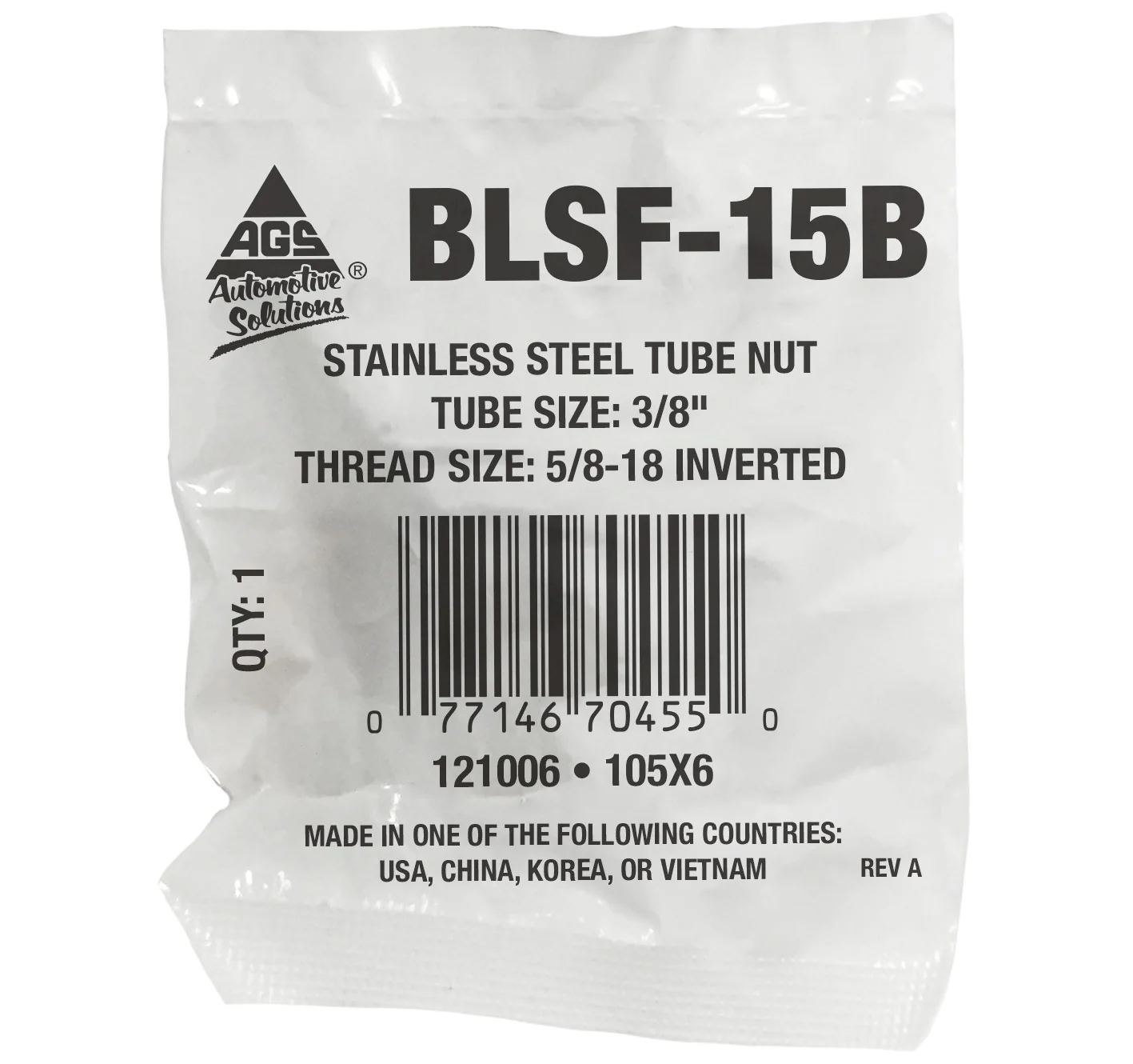 Stainless Steel Tube Nut 3/8" (5/8-18 Inverted) - Image 2