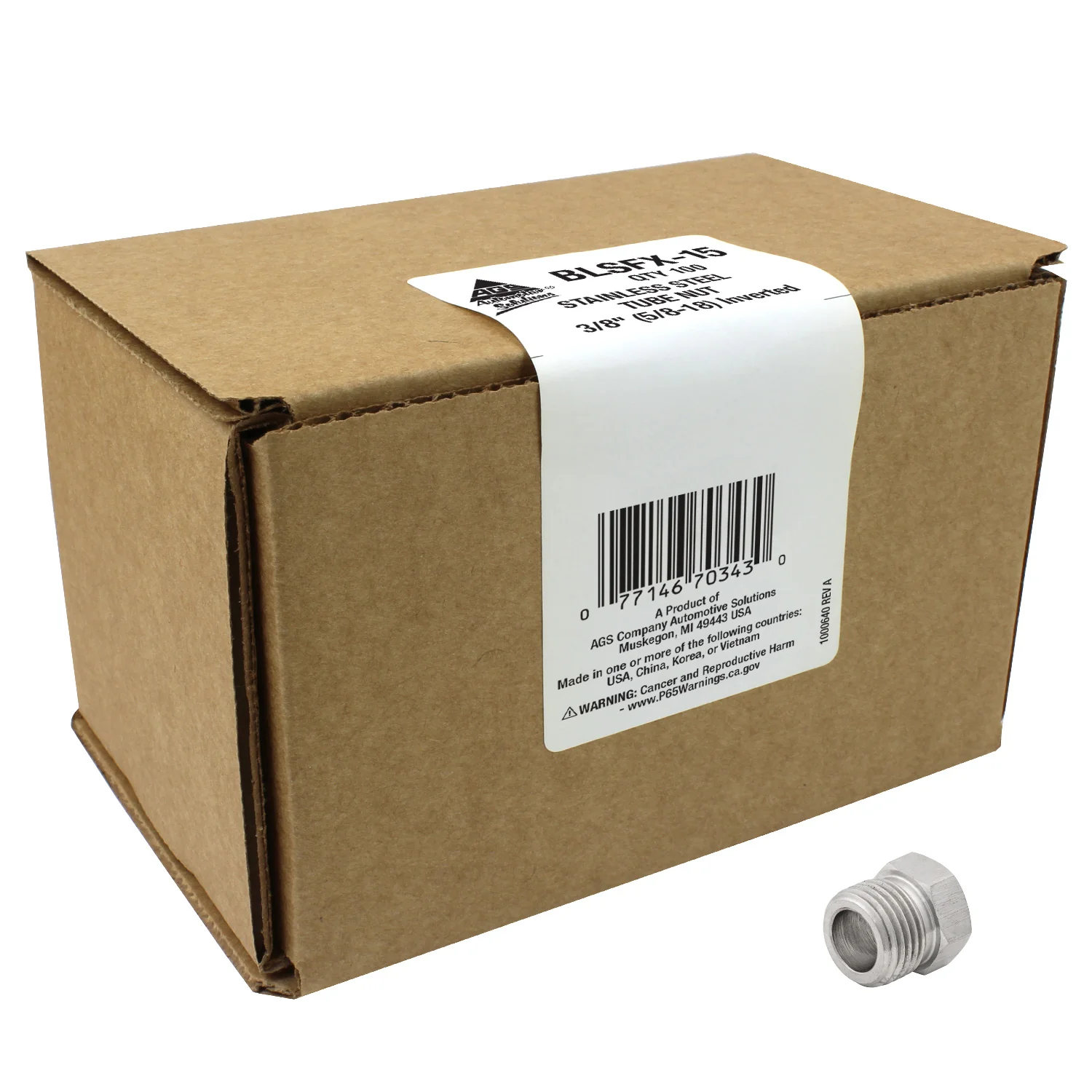 Stainless Steel Tube Nut 3/8" (5/8-18 Inverted) - Image 3