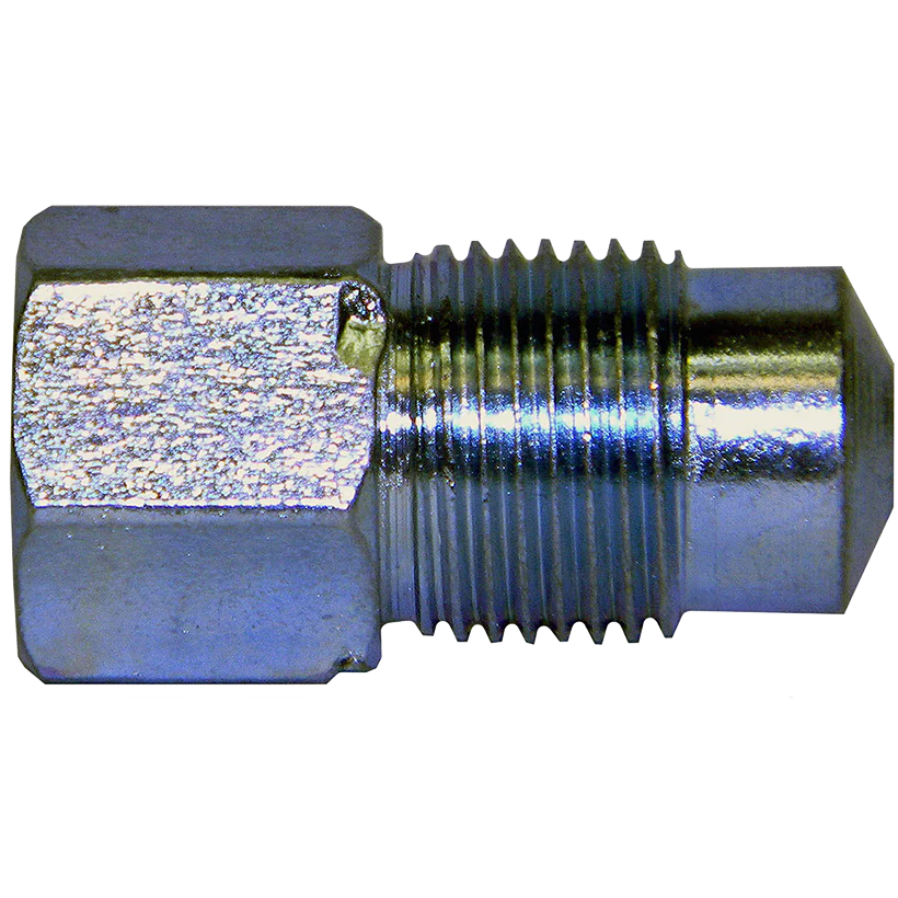 Steel Brake Line Adapter F(3/8-24 Bubble) × M(3/8-24 Bubble)