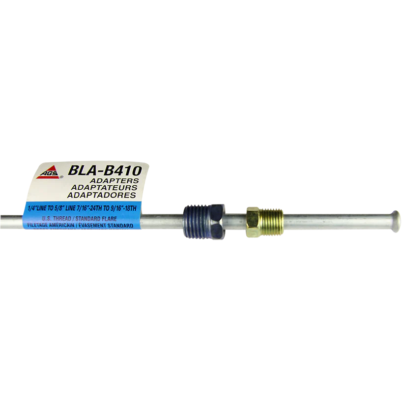 Steel Brake Line Adapter, 1/4" x 8" (7/16-24 Inverted)(9/16-18 Inverted)