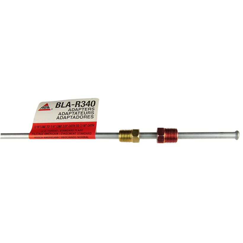 Steel Brake Line Adapter, 3/16" x 8" (3/8-24 Inverted)(7/16-24 Inverted)