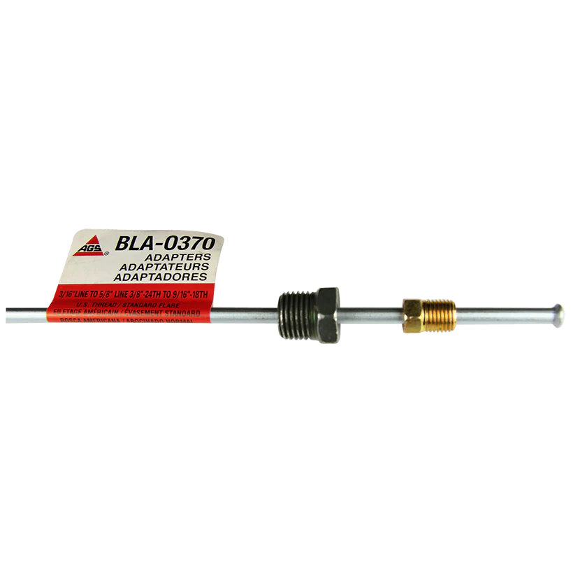 Steel Brake Line Adapter, 3/16" x 8" (3/8-24 Inverted)(9/16-18 Inverted)