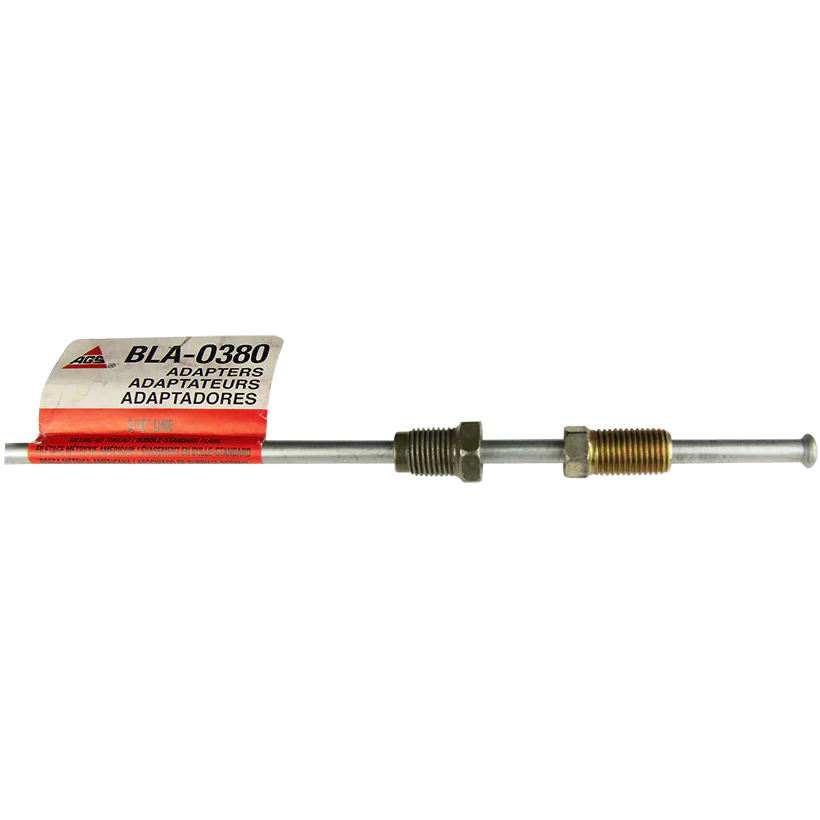 Steel Brake Line Adapter, 3/16" x 8" (3/8-24 Inverted)(M10x1.0 Bubble)
