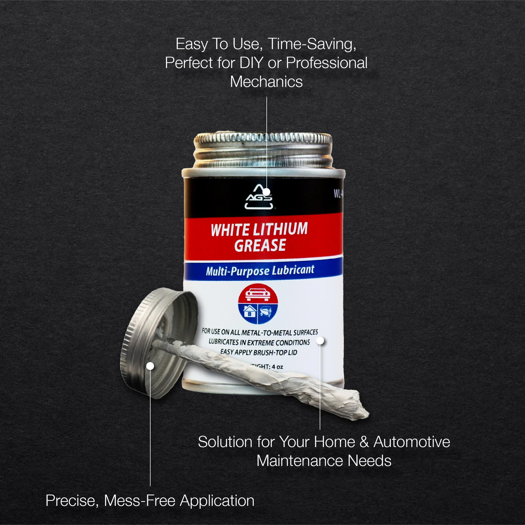 White Lithium Grease, 4oz Brush Top Can - Image 4