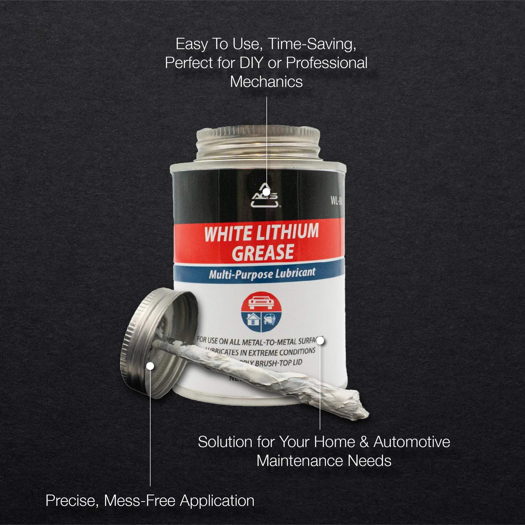 White Lithium Grease, 8oz Brush Top Can - Image 4
