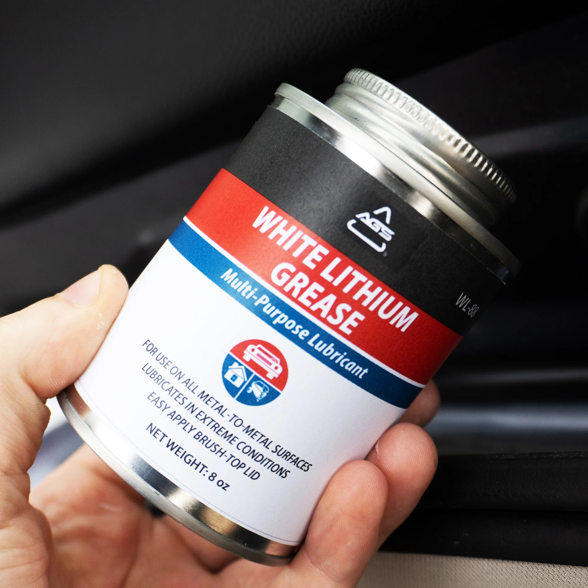 White Lithium Grease, 8oz Brush Top Can - Image 9